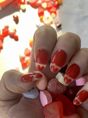 Almond Valentine's Day Red Heart SNS with hand-painted detail by Ryan