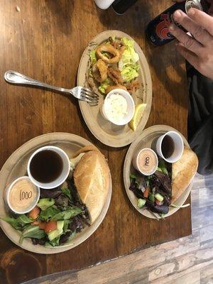 French dip and calamari. We all very good for sure going back.