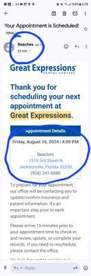 Confirmation email more than a month prior to appointment