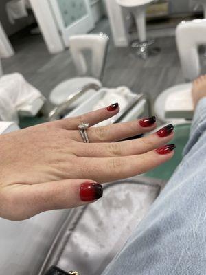 Red and black ombré nails