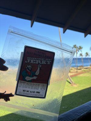 Snacking on the ever so tasty - Teriayaki Beef Brisket - while whale watching from the lanai on Molokai !!