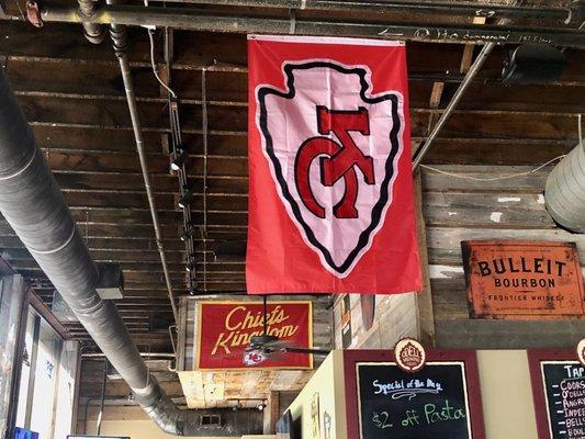 Chiefs banners in the bar area