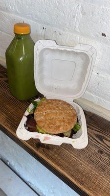 Bob Marley Smoothie and Black Bean Burger