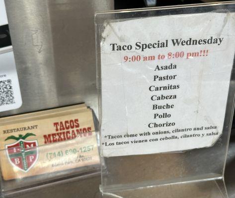 Tacos Wednesdays are awesome. Cabeza is a must try!