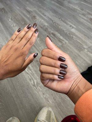 Brown gel manicure