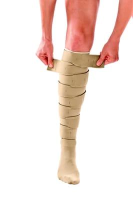 Compression velcro wraps.  Great alternative to people who struggle to put traditional compression hose on.  Also great for wound care.