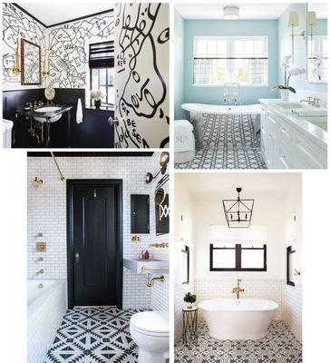 Gorgeous black and white bathrooms