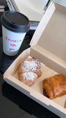 Almond croissant and chocolate croissant