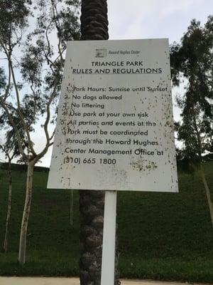 Park rules. Sign could use some cleaning.