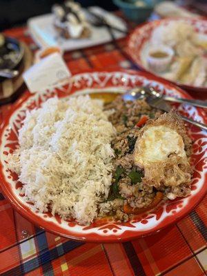 Stir-fried minced pork with rice