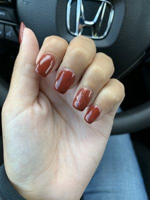 Acrylic fill after one month, decided on a fall color!