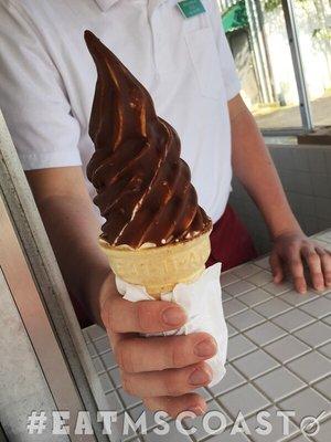 Soft serve ice cream dip cone