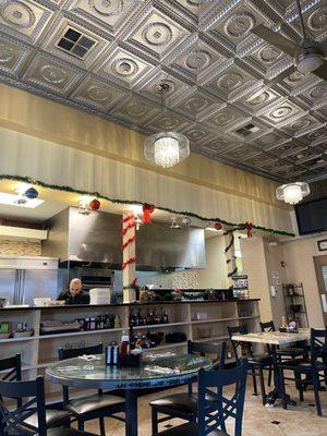 Beautiful open kitchen, love the ceiling