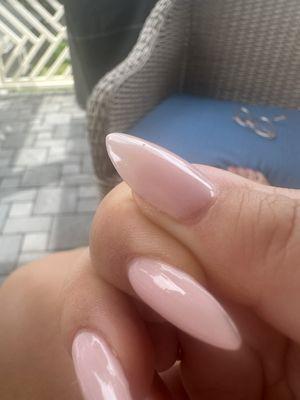 The same day I left the salon and you can see the paint isn't even to the cuticle. Poor details