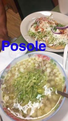 Posole with side of tostadas