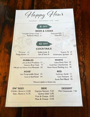 Happy Hour Menu