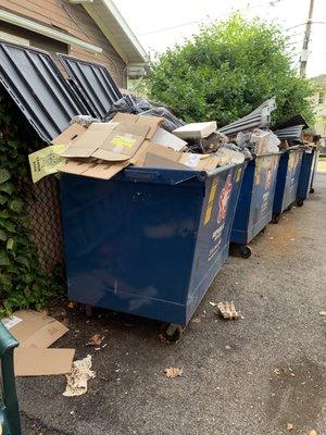 Our dumpsters that Republic Service has not picked up in over a week.