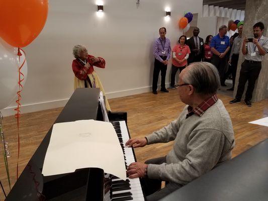 Participants can play the piano and enjoy music.