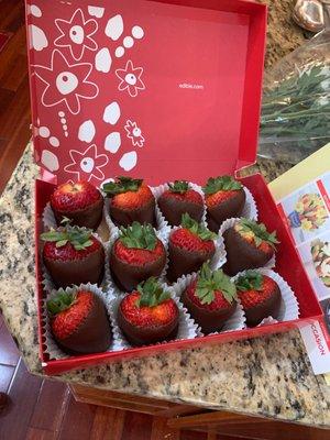 A dozen chocolate strawberries