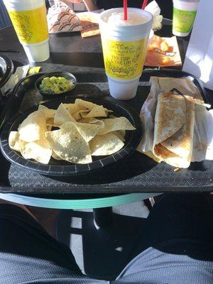 Guac -n- Chips and mango habanero grilled burrito