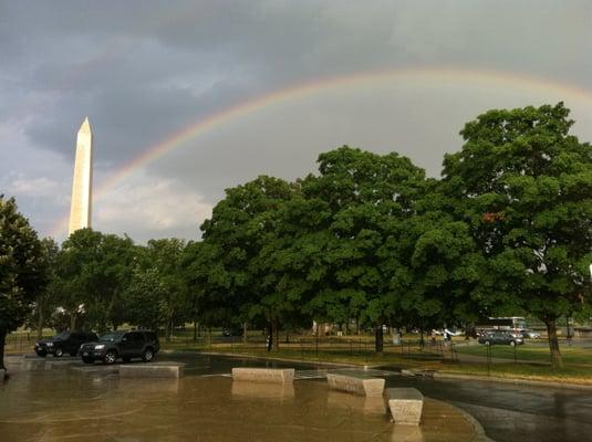 A rare rainbow over the Washington Monument