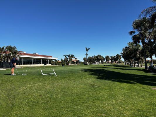 Practice area and clubhouse