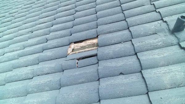 Missing and broken tile roof