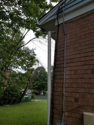 This is how they left the downspout.