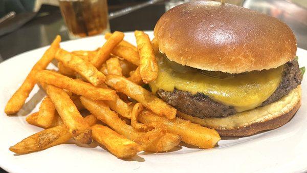 Hamburger and fries