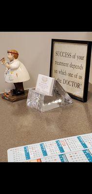 Humorous Dr. Anthony Giordano's statue and photo saying. He has an assistant doctor as well.   Wednesday 6/14/2023