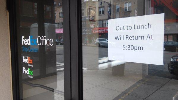 at 5pm no packages for you! And no help for him to take 'lunch' at 5!?!