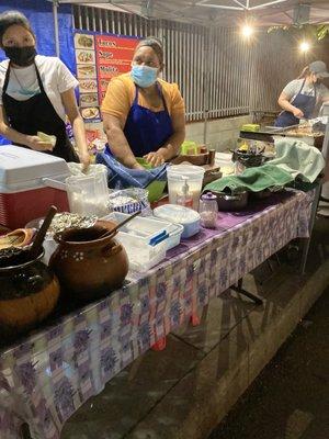 Señoras making handmade tortillas