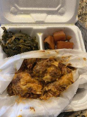 Lasagna with collard greens and yams..YUM!!