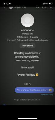 Possible account made by Fernando Rodriguez or someone helping him