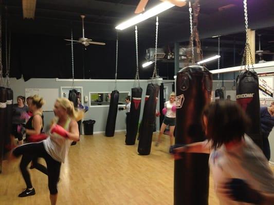 Evening kickboxing class.