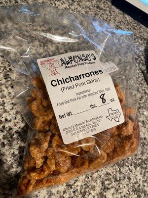 Chicharrones(Fried Pork Skins)...$5 for the 8oz bag, price is at the time I bought it.