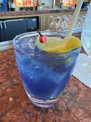 Monthly special: blueberry vodka, curaçao, splash of soda water