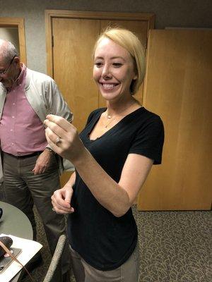 Dr. Schier holding the key and the proud new owner of the building!