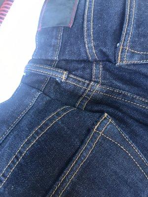 Very crudely pinched and sewn causing bunching and permanent wrinkles making the pants unwearble.