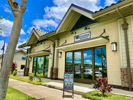 Eyes Plus Storefront. Conveniently located in the residential neighborhood of Manawa at Mahana in Kapolei!