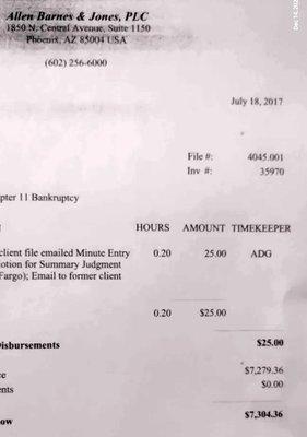 We run out of money after we gave them last of our money and they demanded to be paid on court date and provided nothing.