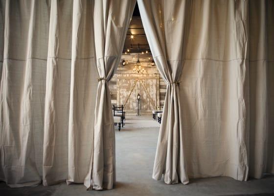 View down the aisle from the bridal lounge.