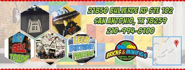 LEGO® birthday parties at Bricks and Minifigs San Antonio. Choose from one of our two party rooms!