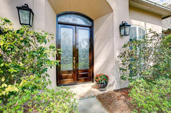 Beveled Glass Door with Transom