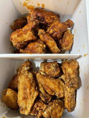 Half spicy half soy garlic chicken wings