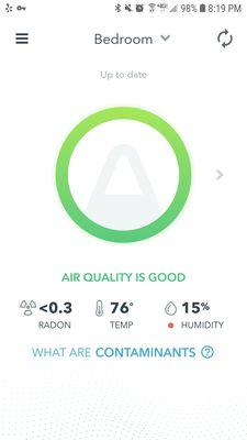 The Radon reading in our bedroom 2 days after installation.