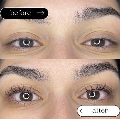 Some people lift weights, I lift lashes! Here is a before and after of a lash lift!