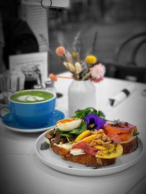 Toast Sampler & Matcha Lavender Latte | @whaevaeats