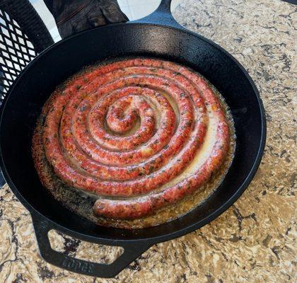 Cheese and parsley sausage (cooked at home)