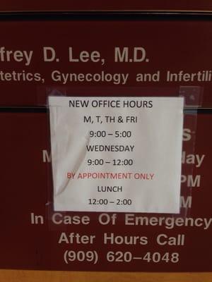 New hours as of April 4 2014